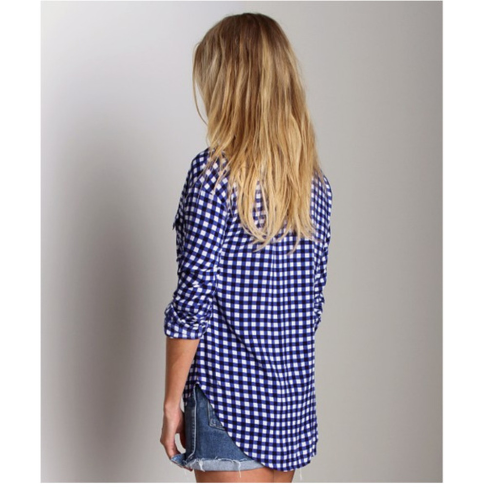Splendid Gingham Button Down Navy‎ - Picture 3 of 9
